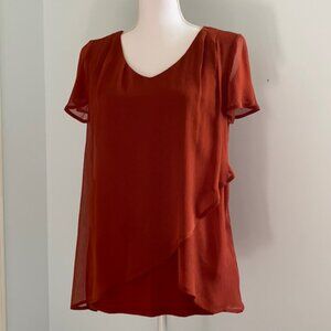 Fall spice layered v-neck blouse 🍁